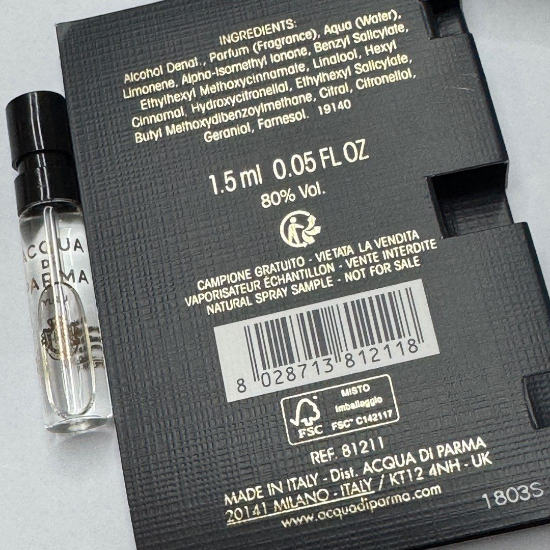 Acqua Di Parma Yuzu Edp 1.5ml דגימת בושם רשמית