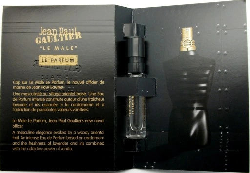 דגימת בושם רשמית של Jean Paul Gaultier Le Male Le Parfum Intense, דוגמית בודק ניחוחות של Jean Paul Gaultier Le Male Le Parfum Intense