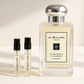 דוגמיות בושם Jo Malone Silver Birch & Lavender Cologne 1 מ"ל עומד לצד ניחוח Jo Malone Silver Birch 100 מ"ל