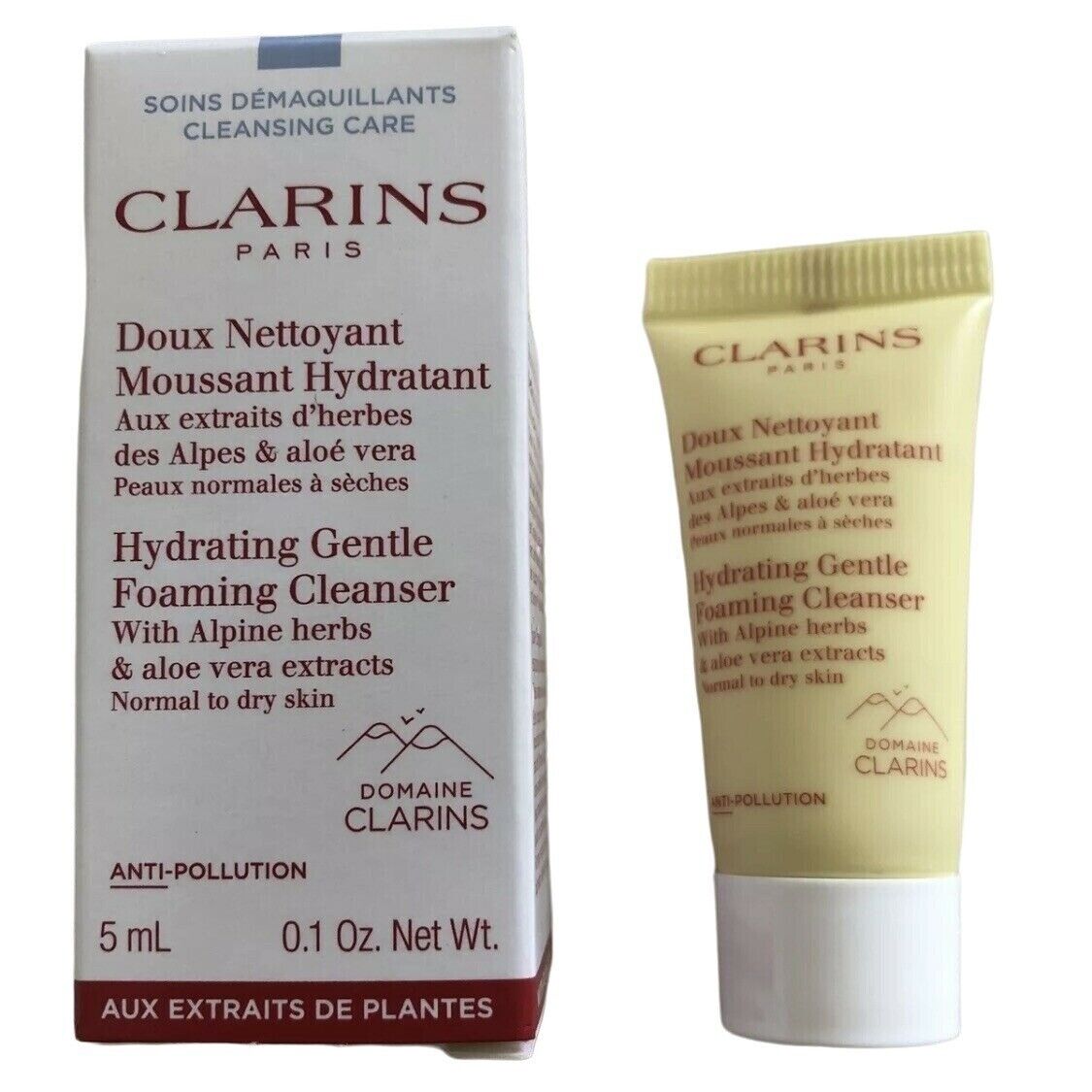 Clarins Hydrating Gentle Foaming Cleanser Mini דוגמת טיפוח העור 5ML 0.1 oz. עור רגיל עד יבש