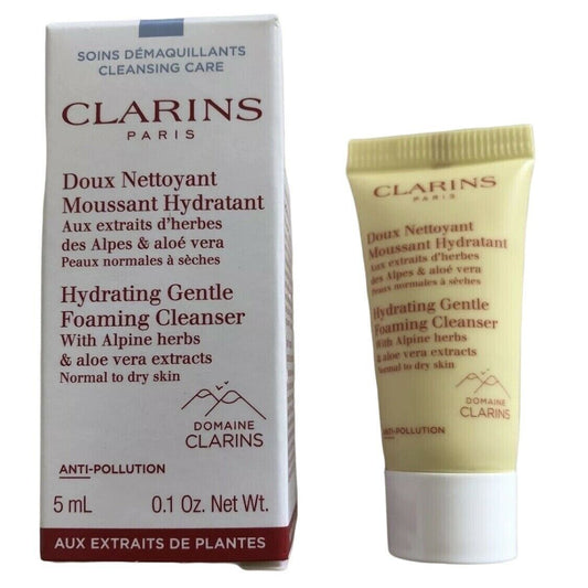 Clarins Hydrating Gentle Foaming Cleanser Mini דוגמת טיפוח העור 5ML 0.1 oz. עור רגיל עד יבש